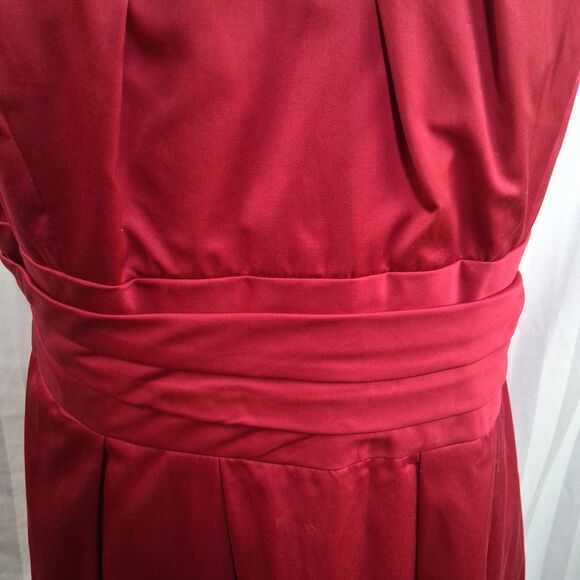 Vintage David's Bridal Dress Halter Pleated Fit & Flare Candy Apple Size 14 - Picture 6 of 14